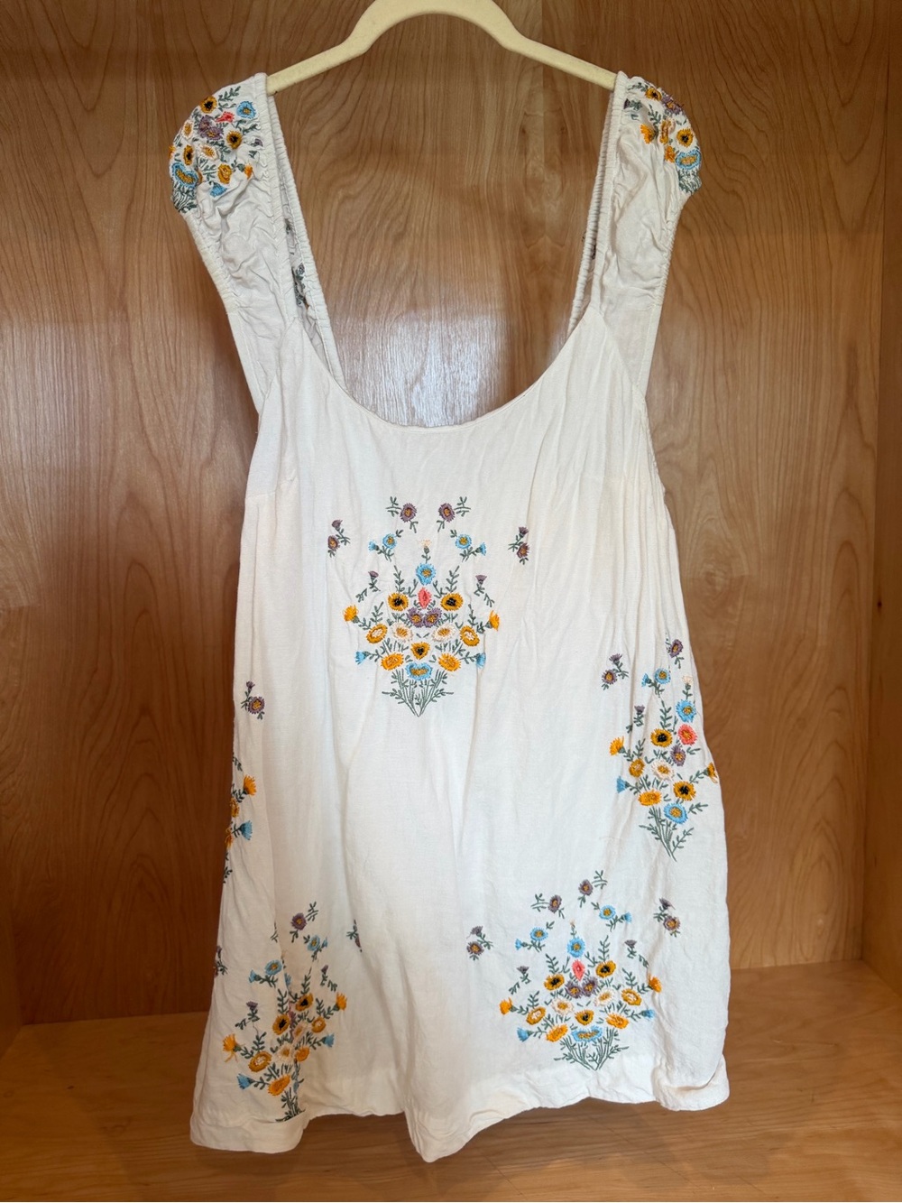 Free People Embroidered Floral Ivory Sleeveless Summer Dress